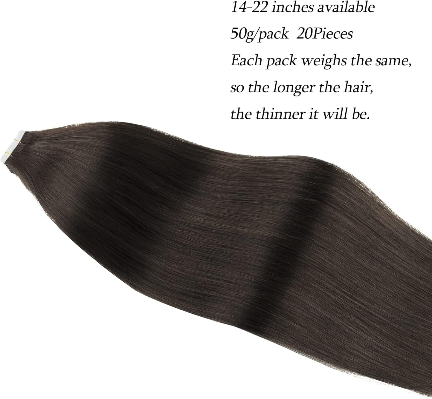Semi-Permanent Tape Attached Real Remi-Remy Human Tape in Hair Extension 50G-20Pcs Invisible Seamless Reusable Glue in Skin Weft off Black Color 1B 18 Inch