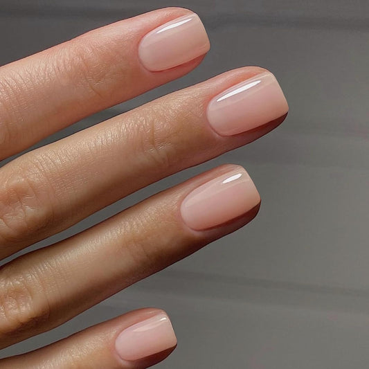 Nude Pink Press on Nails Short Square, Acrylic Nails Fake Nails Set, Stick on Nails Glue on Nails,Short Nails False Gel Nails,Stick on Nails for Women and Girls in 24PCS