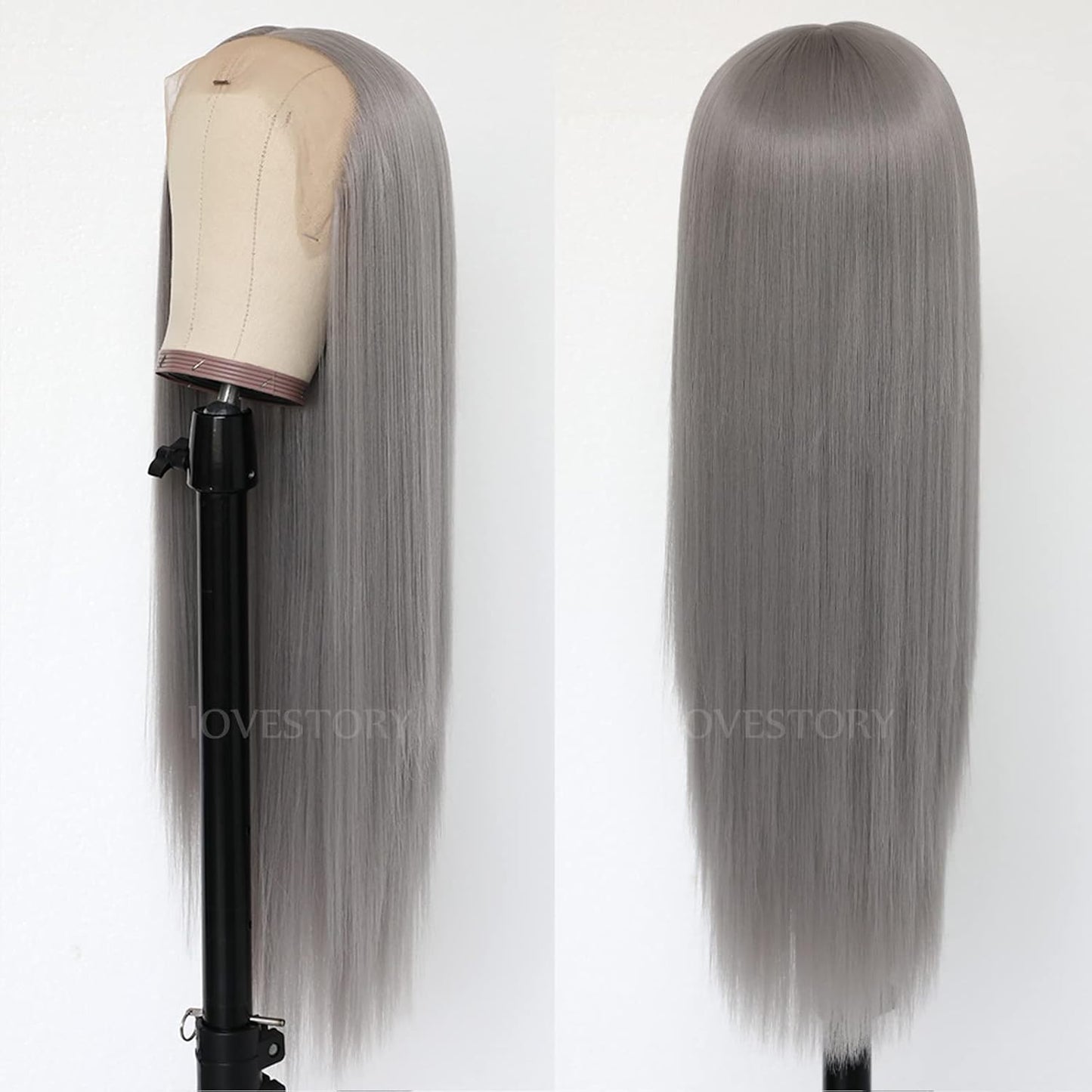 Ombre Pink Synthetic Lace Front Wig Heat Resistant Long Straight Wigs for Women 24 Inch