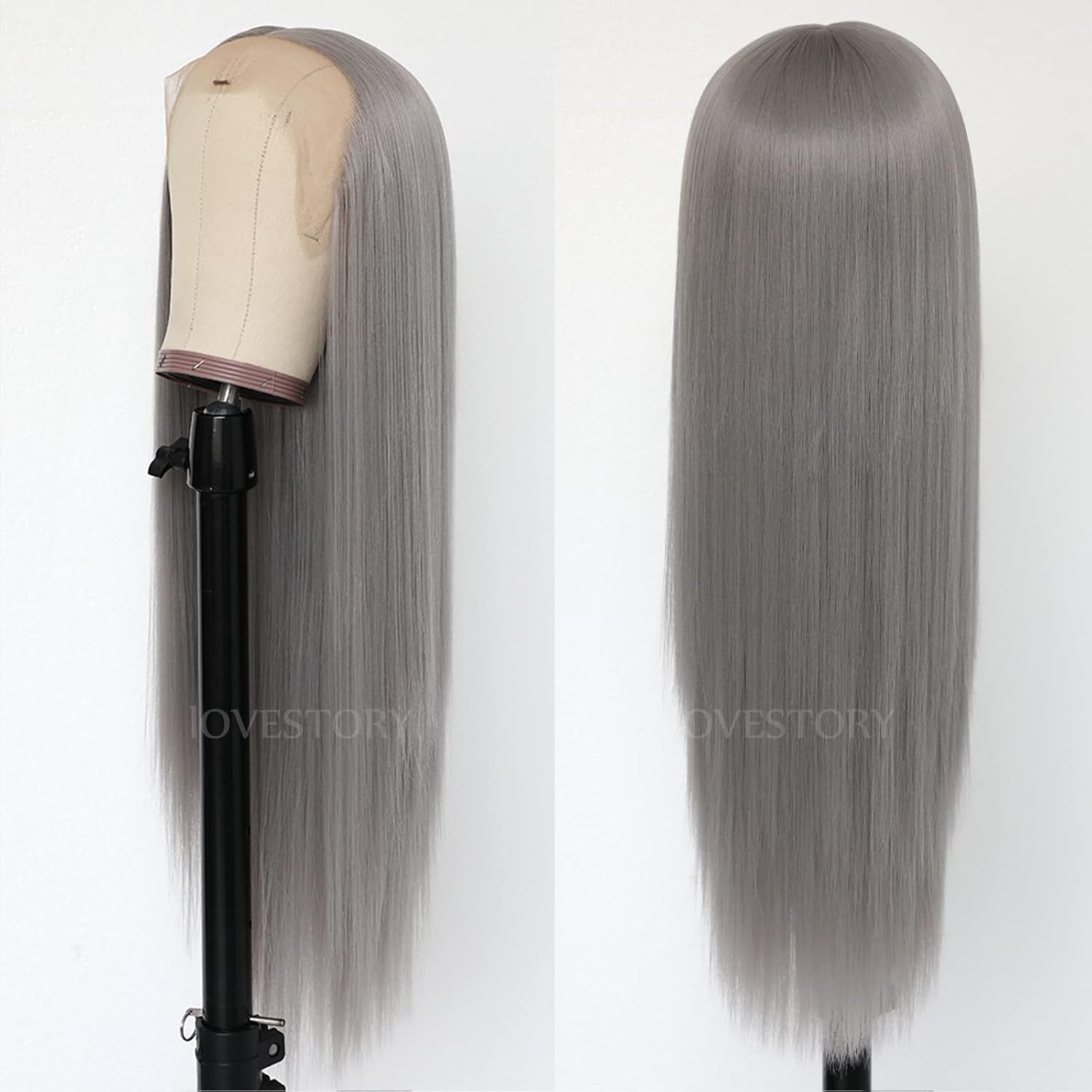 Ombre Pink Synthetic Lace Front Wig Heat Resistant Long Straight Wigs for Women 24 Inch