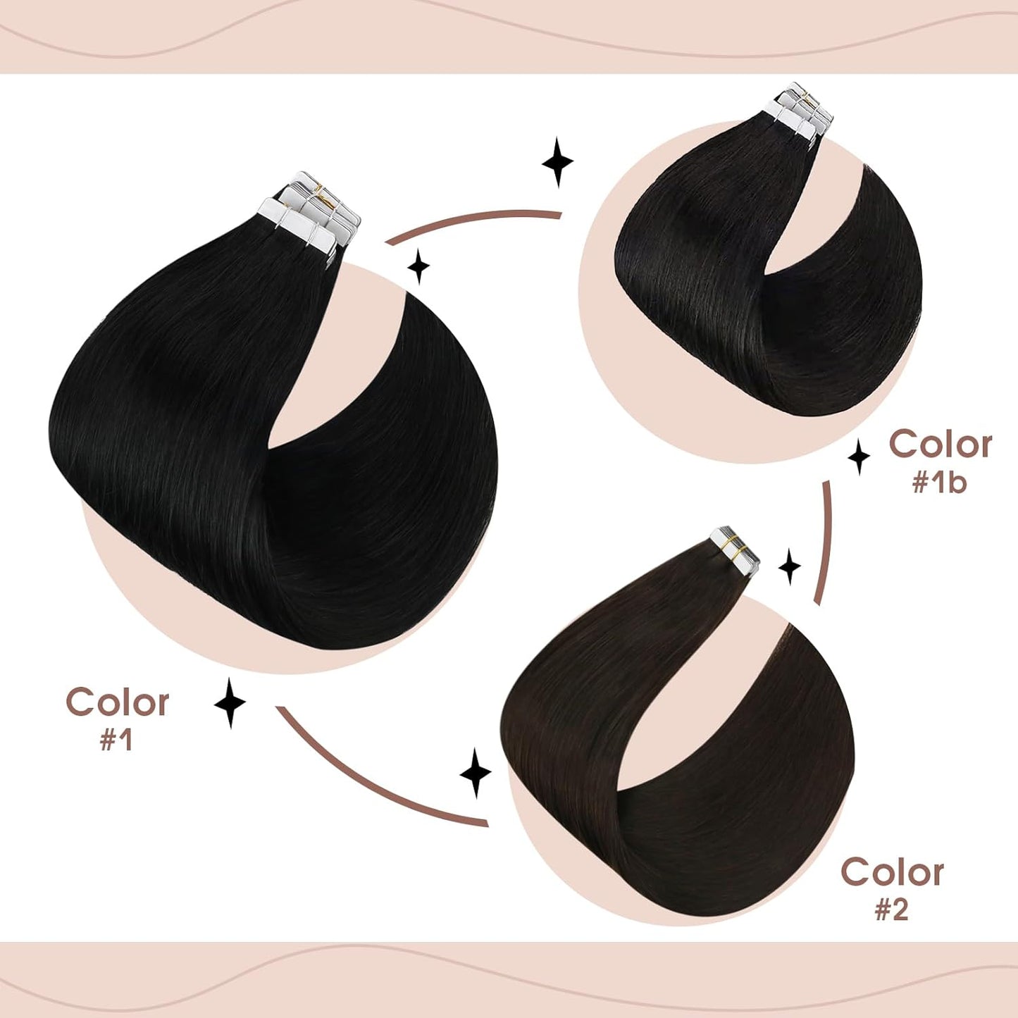 Tape in Hair Extensions Human Hair Invisible Tape in Hair Extensions 10Pcs Tape in Extensions Real Human Hair Straight Hair Extensions for Women 16 Inch Jet Black Color