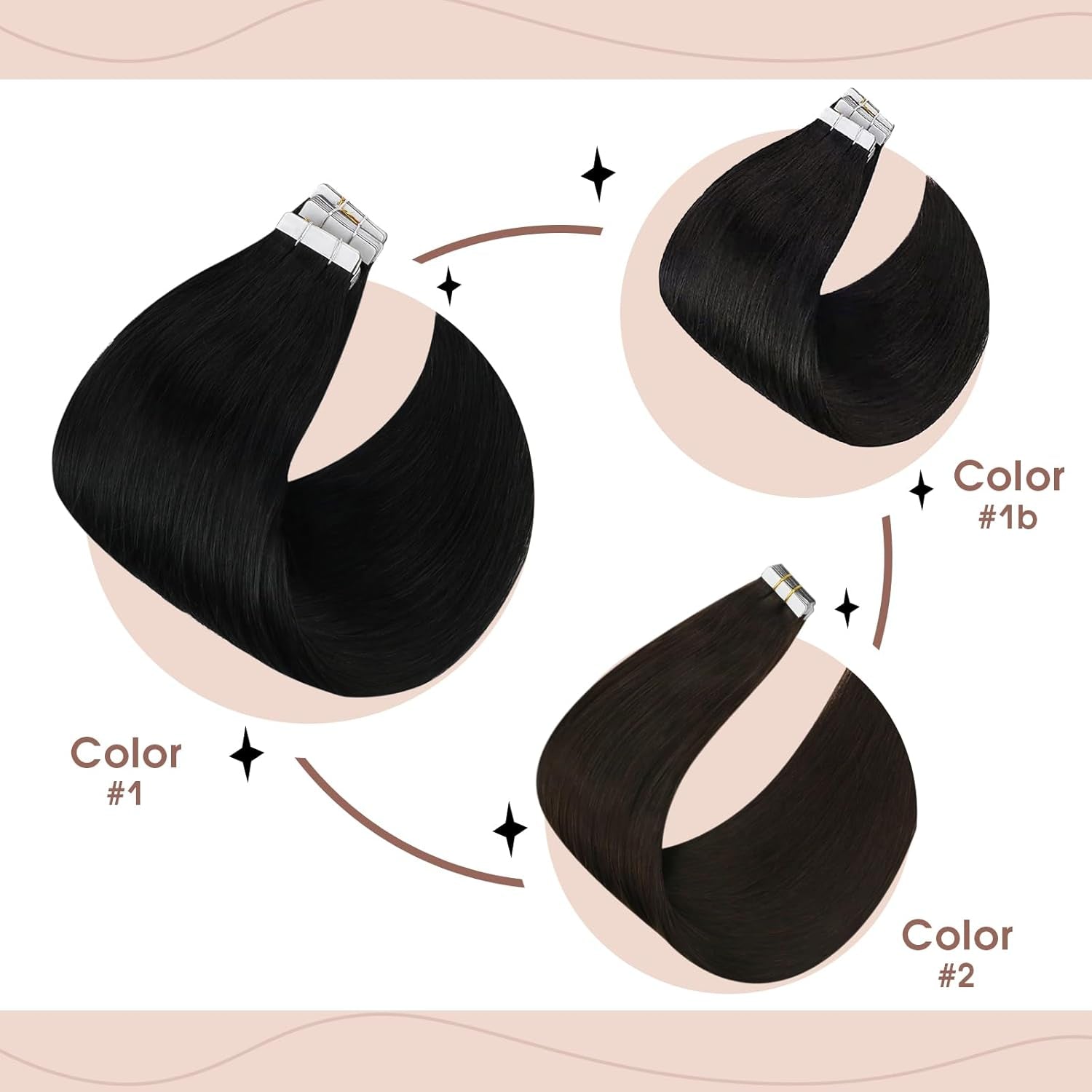 Tape in Hair Extensions Human Hair Invisible Tape in Hair Extensions 10Pcs Tape in Extensions Real Human Hair Straight Hair Extensions for Women 16 Inch Jet Black Color
