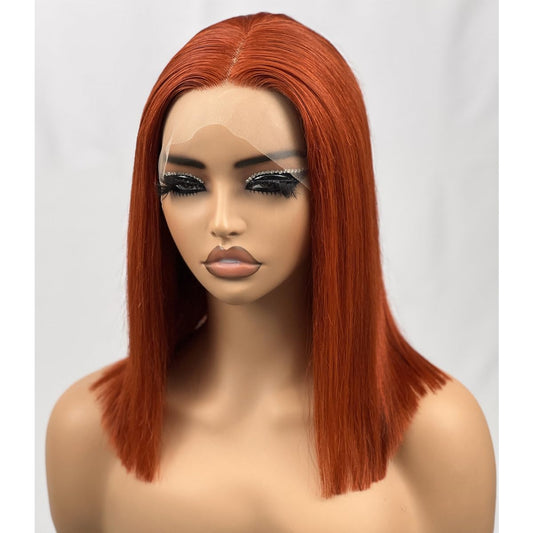 Ginger Orange Lace Front Wigs Human Hair for Black Women 13X4 HD Straight Lace Frontal Wigs Glueless Ginger Wigs Human Hair Pre Plucked with Baby Hair 180% Density Color Wig 10 Inch