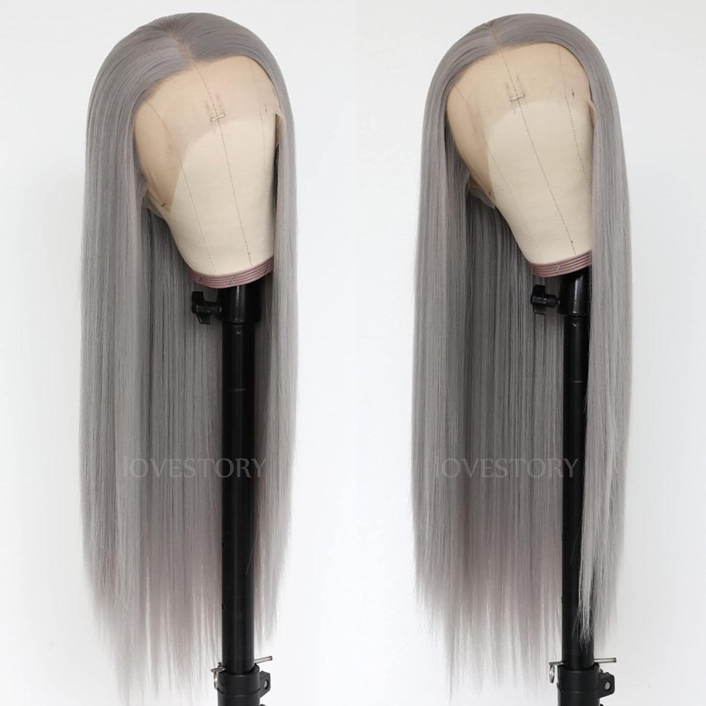 Ombre Pink Synthetic Lace Front Wig Heat Resistant Long Straight Wigs for Women 24 Inch