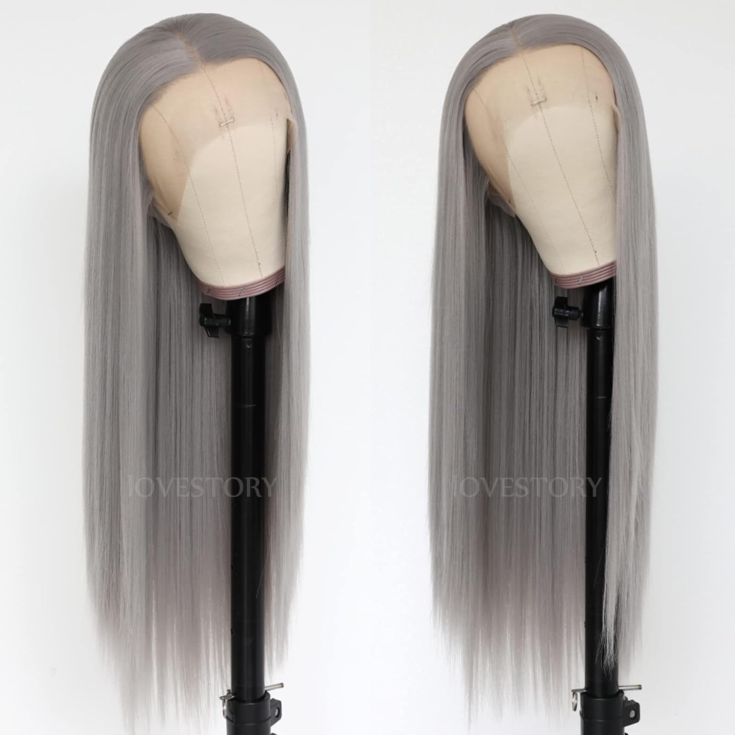 Ombre Pink Synthetic Lace Front Wig Heat Resistant Long Straight Wigs for Women 24 Inch