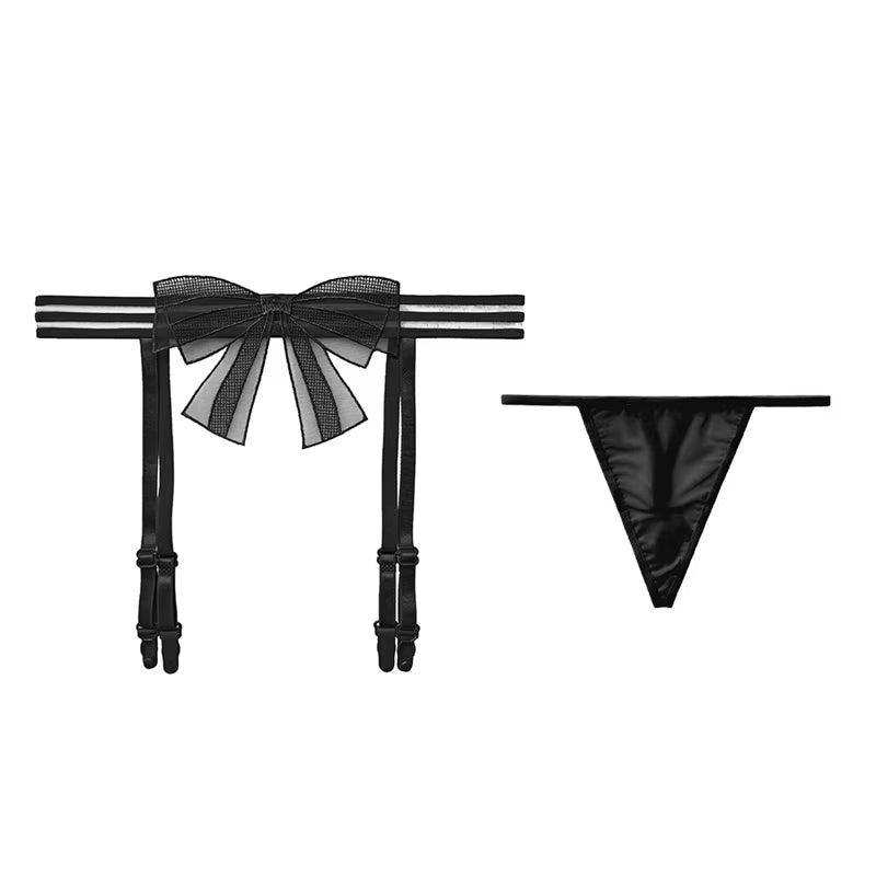 Women Sexy Lace Transparent Garters Belt Seamless Intimate Underwear Pearl Massage Panties with Suspender Belt for Stockings
