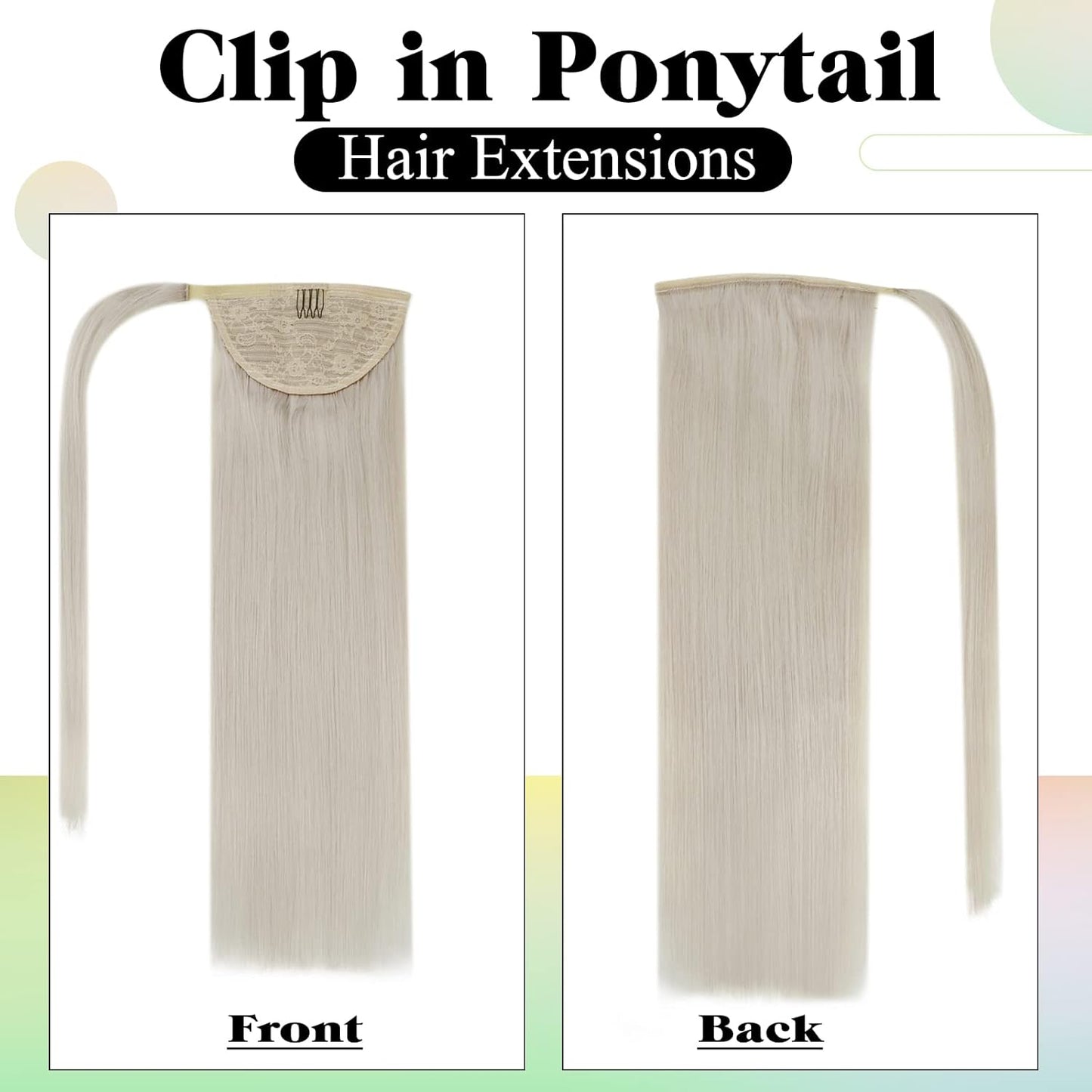 Blonde Ponytail Extension Human Hair Blonde Ponytail Extension for Women Wrap around Human Hair Ponytail Extensions Platinum Blonde 80G/Set 20 Inch