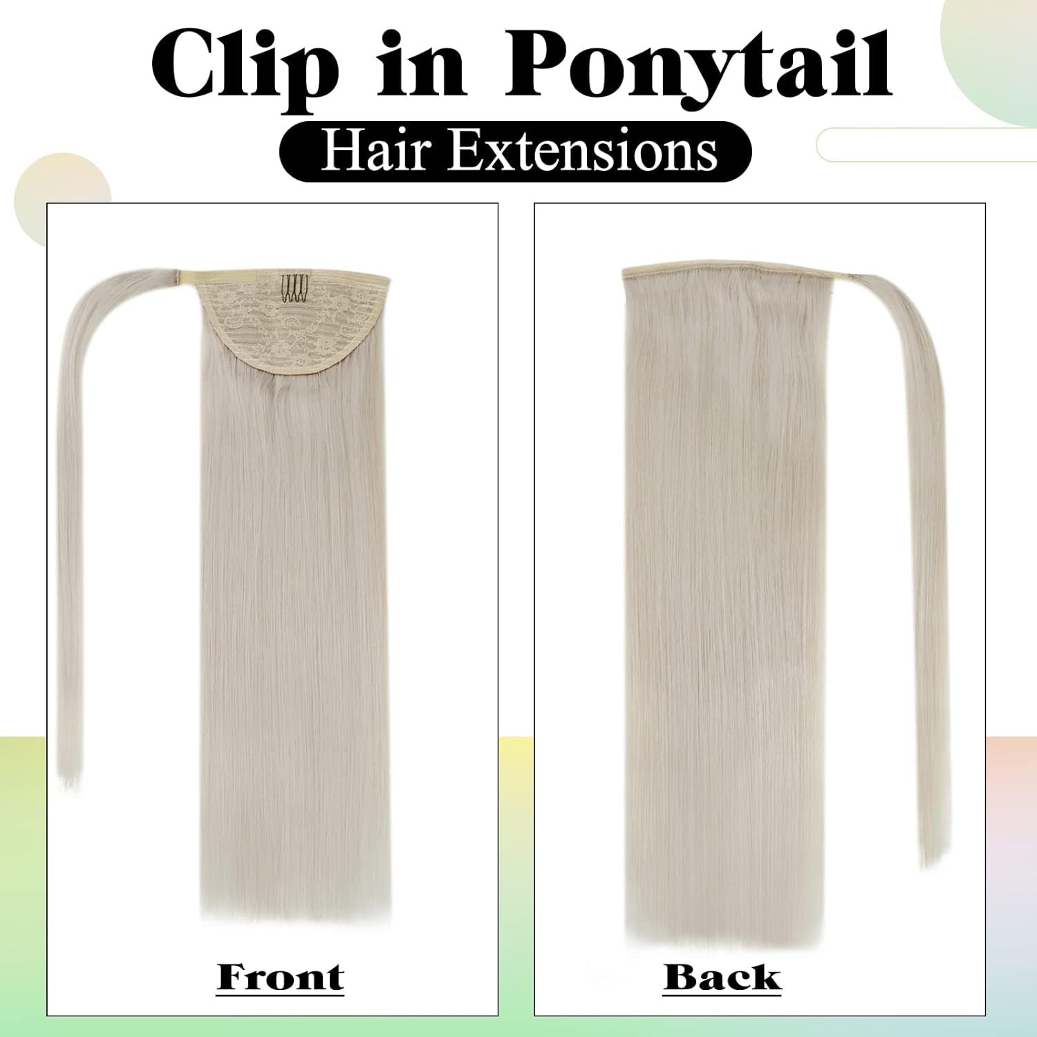 Blonde Ponytail Extension Human Hair Blonde Ponytail Extension for Women Wrap around Human Hair Ponytail Extensions Platinum Blonde 80G/Set 20 Inch