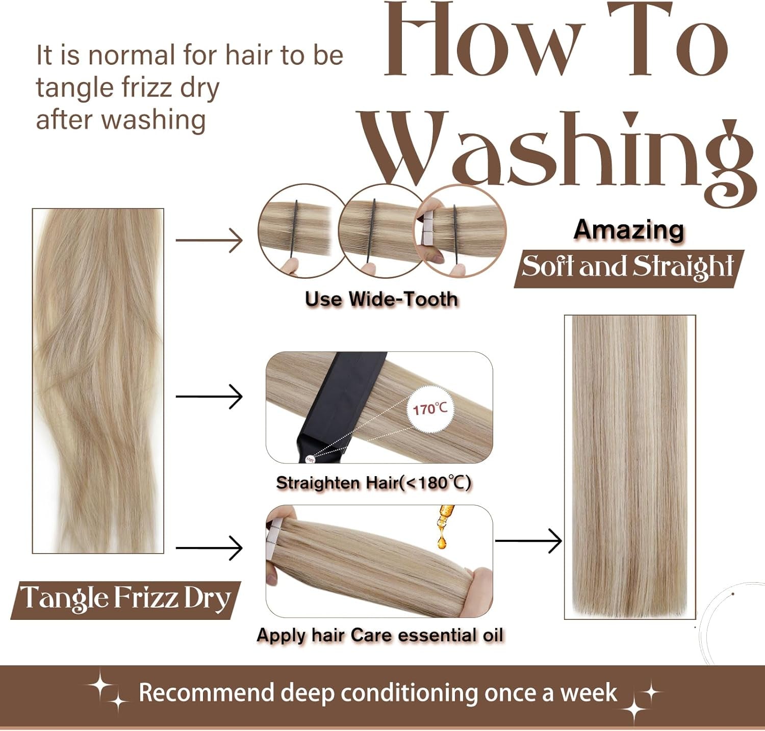Blonde Weft Hair Extensions Human Hair Sew in Extensions Brazilian Hand Tied Human Hair Bundles #18/613 Blonde Hair Wefts Human Hair Weave 100G 18 Inch