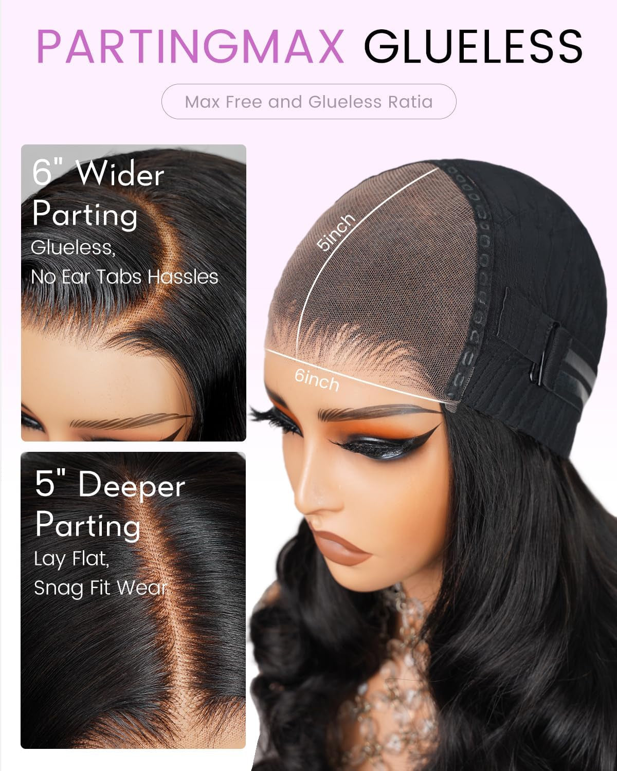 Real Wear and Go Glueless Wigs Human Hair Pre Plucked Pre Cut 250% Denstiy 5X6 HD Lace Closure Body Wave Pre Bleached Knots Lace Front Wig Natural Color(22 Inch,5X6 Lace Body Wave)