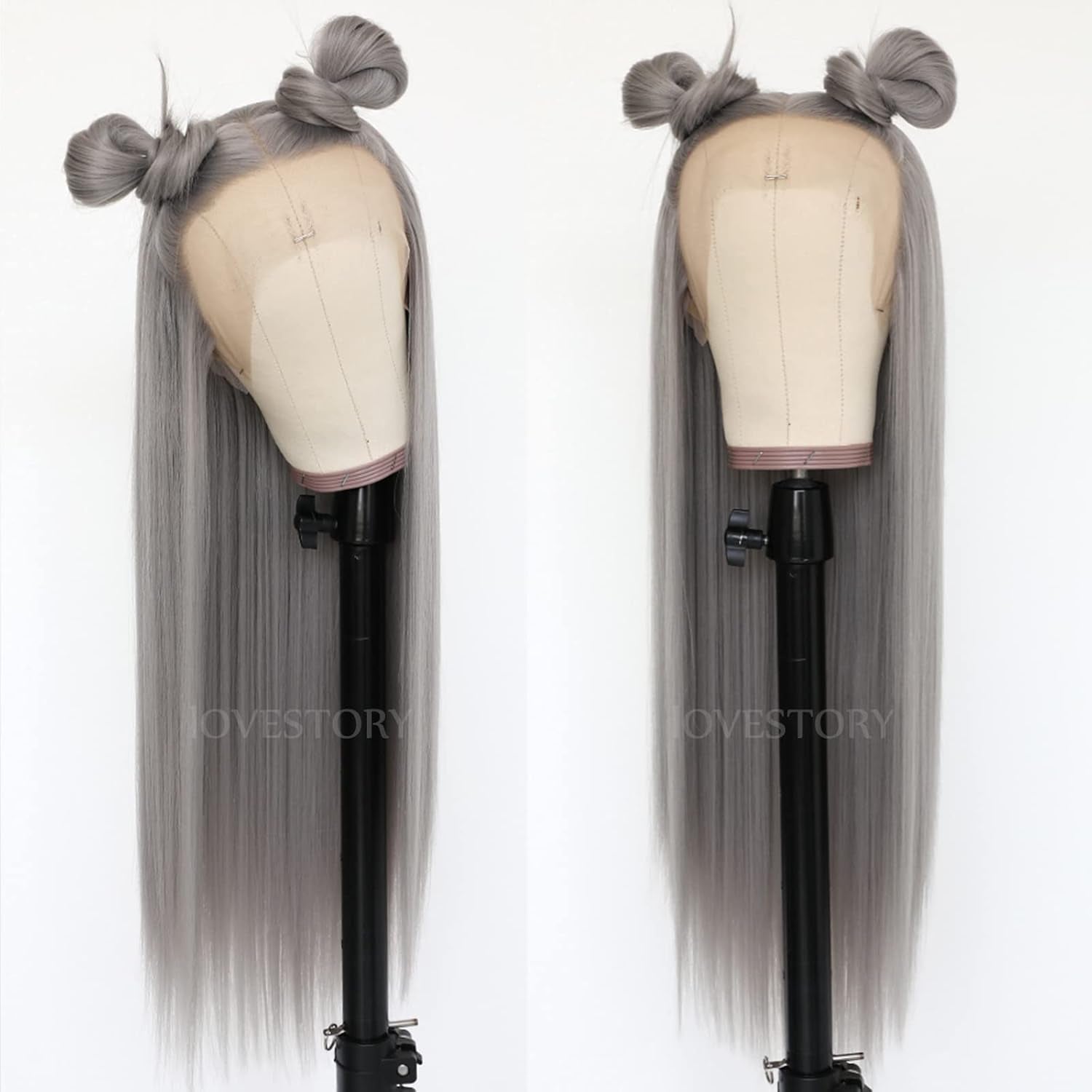 Ombre Pink Synthetic Lace Front Wig Heat Resistant Long Straight Wigs for Women 24 Inch