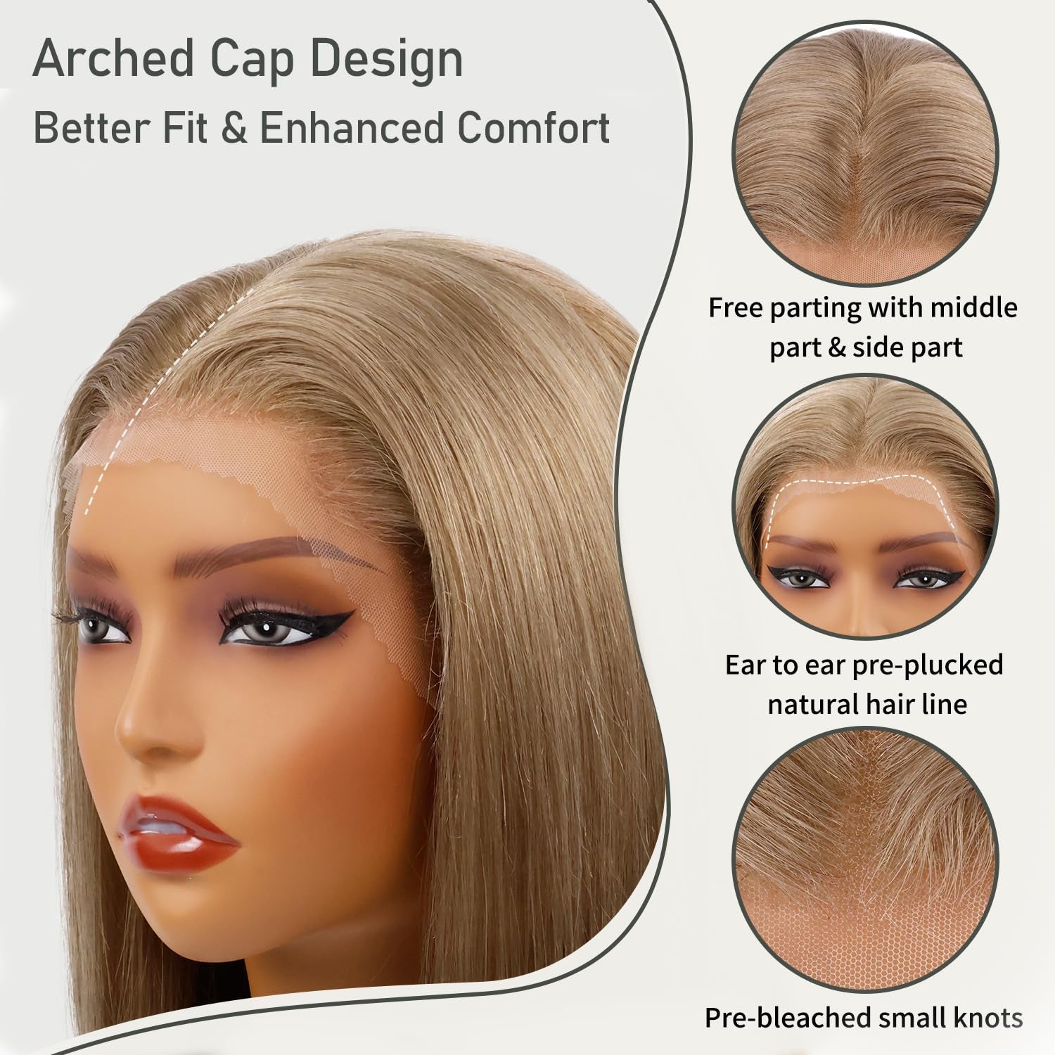 Ash Blonde Human Hair Wigs Short Light Brown Bob Wig 13X4 HD Transparent Lace Frontal Wig 180% Remy Brazilian Hair for Women Preplucked 12 Inches
