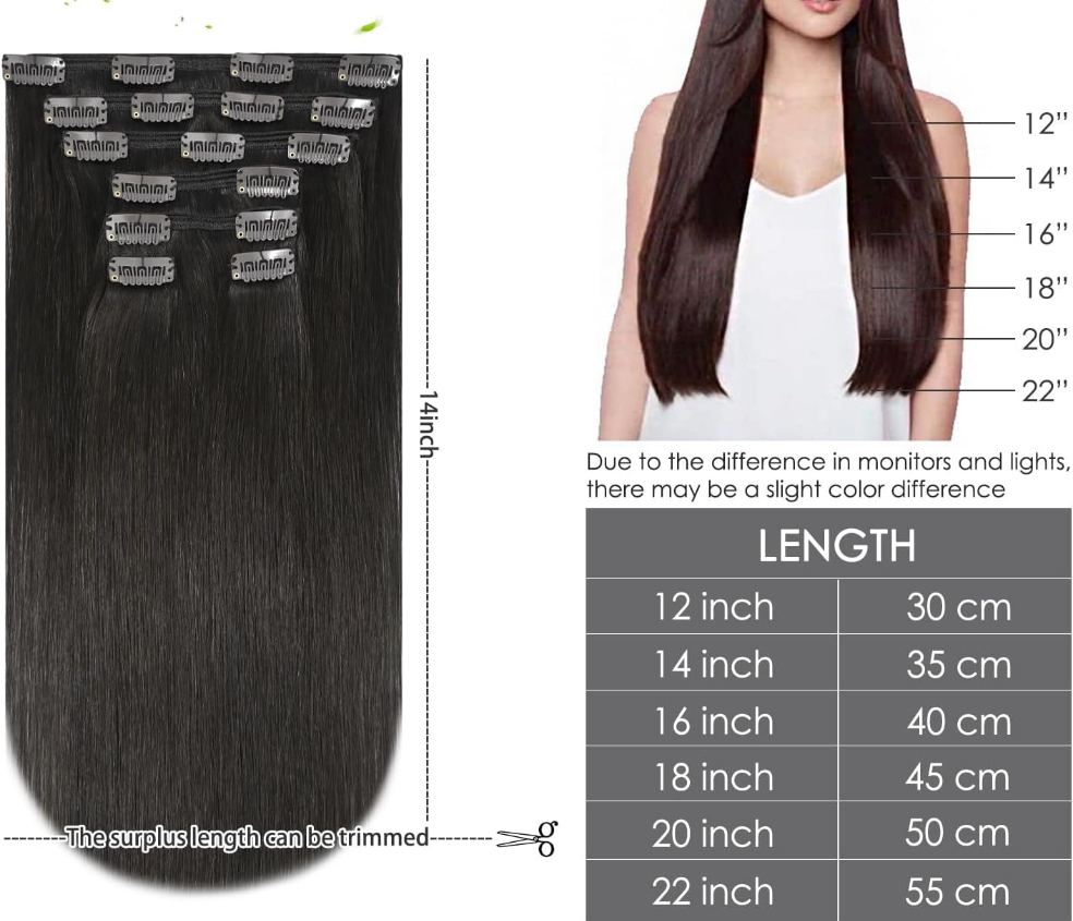 Dark Brown Clip in Extensions, 16 Inch 120G 7Pcs Brown Straight Remy Human Hair - Pure Finesse