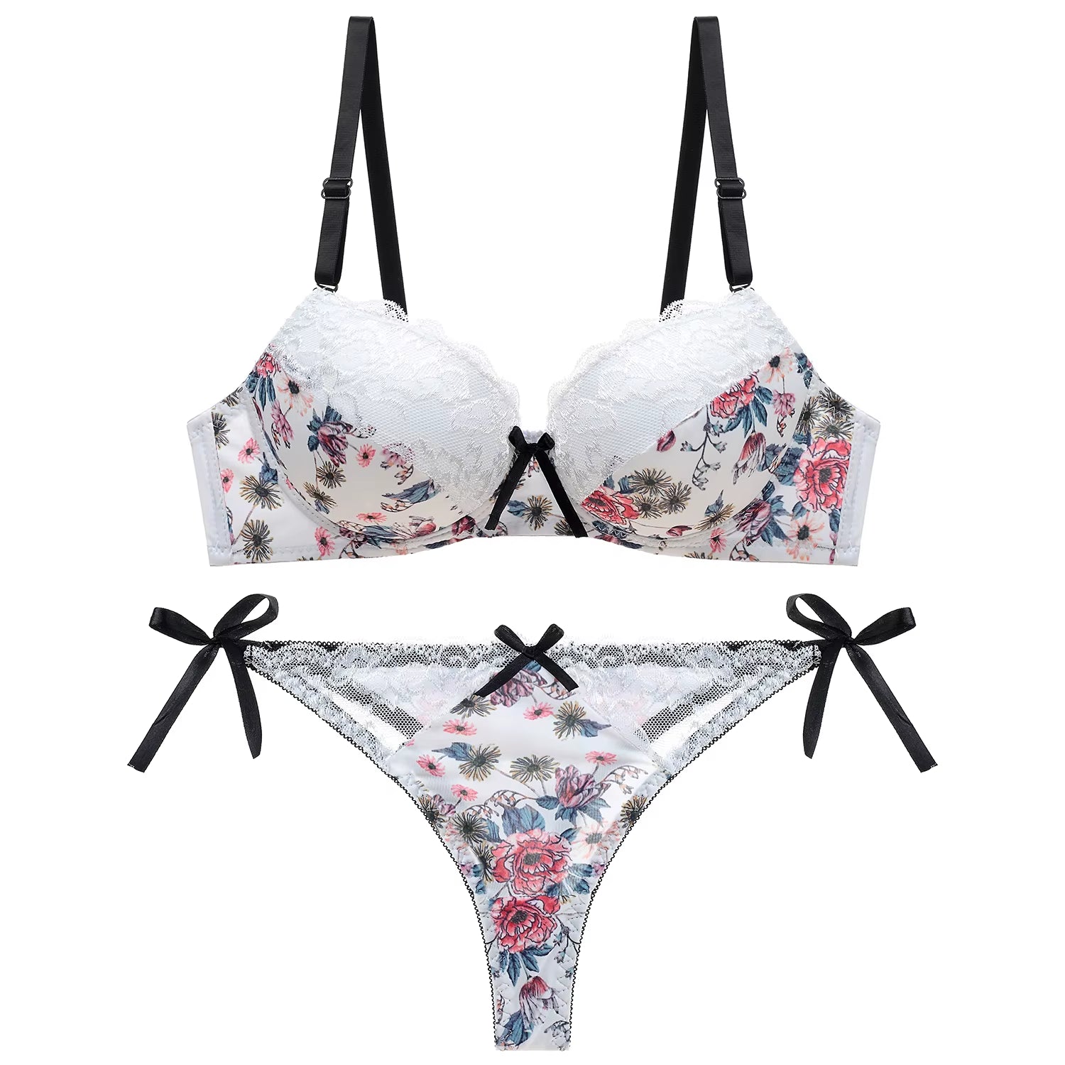 New Women Bra and Thong Set Push up Brassiere Underwear Femme Panties Lingerie Bralette
