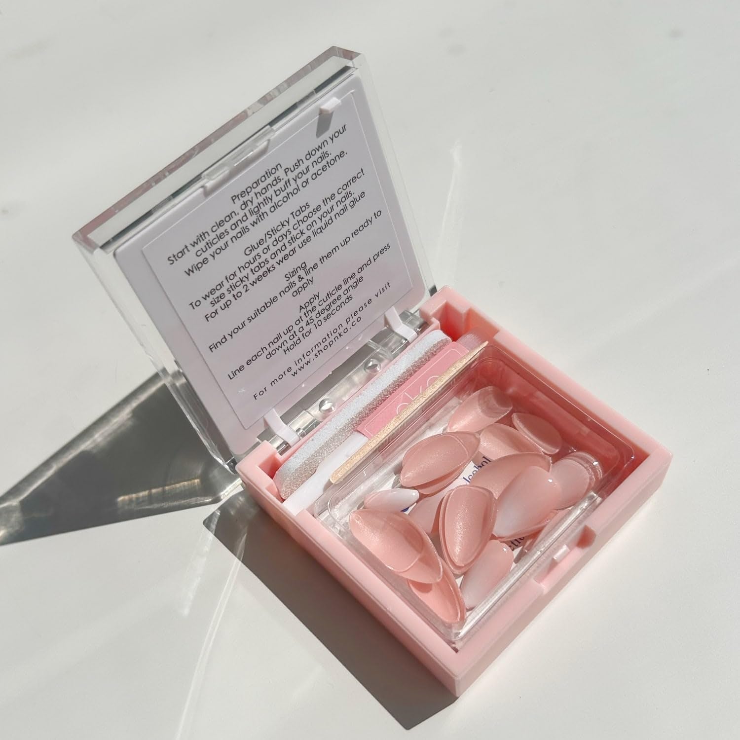 Press on Nails Kit, 30 Premium Quality Reusable Acrylic Fake False Gel Press on Nail Tips, Nude Short Almond-Ombre Vanilla