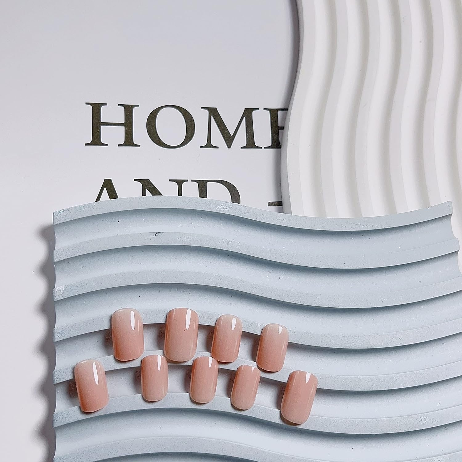 Nude Pink Press on Nails Short Square, Acrylic Nails Fake Nails Set, Stick on Nails Glue on Nails,Short Nails False Gel Nails,Stick on Nails for Women and Girls in 24PCS