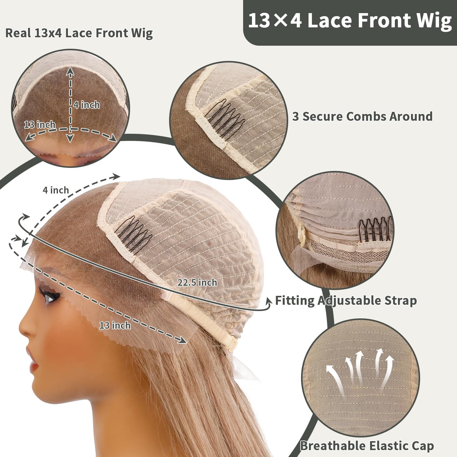 Ash Blonde Human Hair Wigs Short Light Brown Bob Wig 13X4 HD Transparent Lace Frontal Wig 180% Remy Brazilian Hair for Women Preplucked 12 Inches