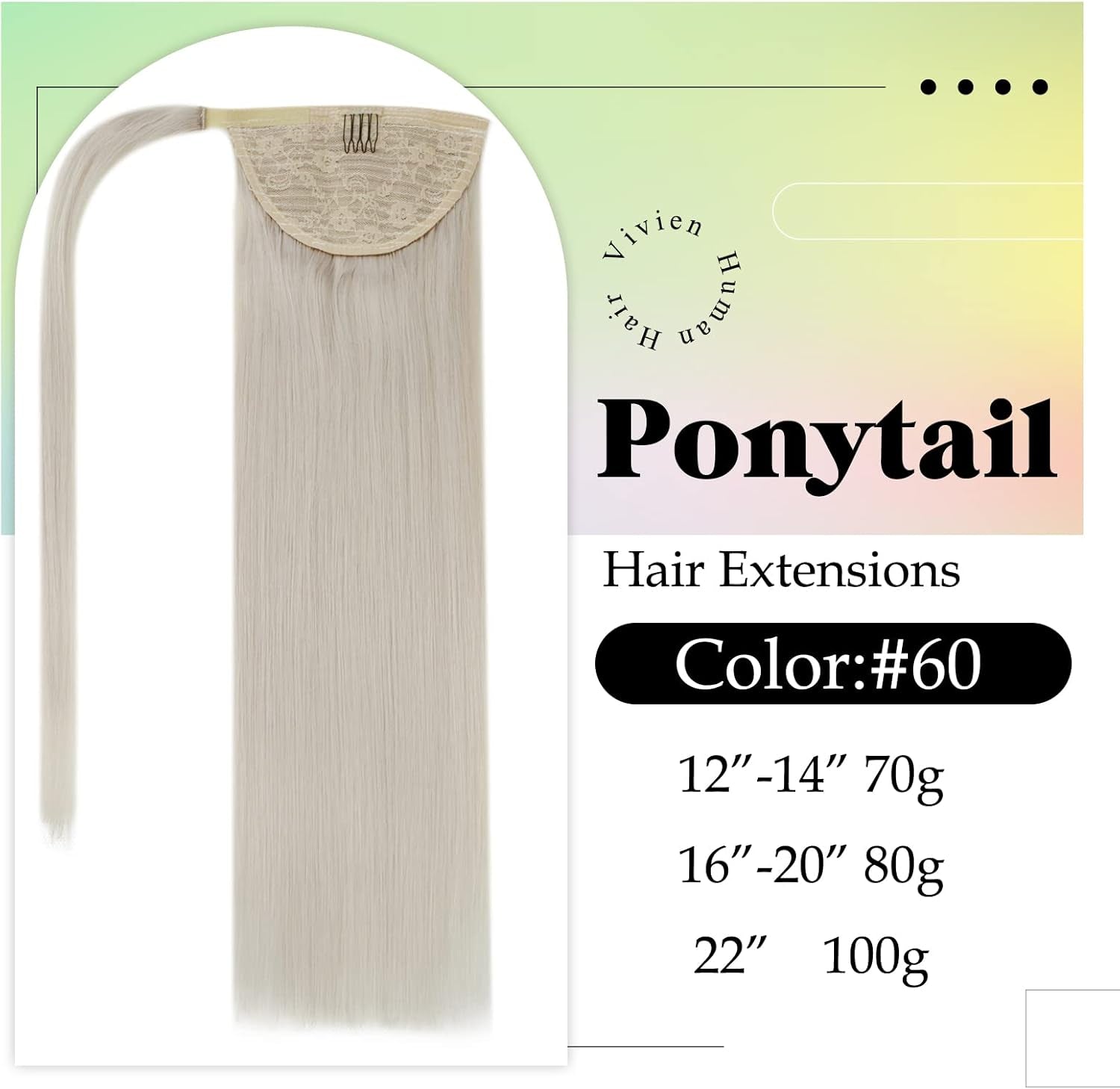Blonde Ponytail Extension Human Hair Blonde Ponytail Extension for Women Wrap around Human Hair Ponytail Extensions Platinum Blonde 80G/Set 20 Inch