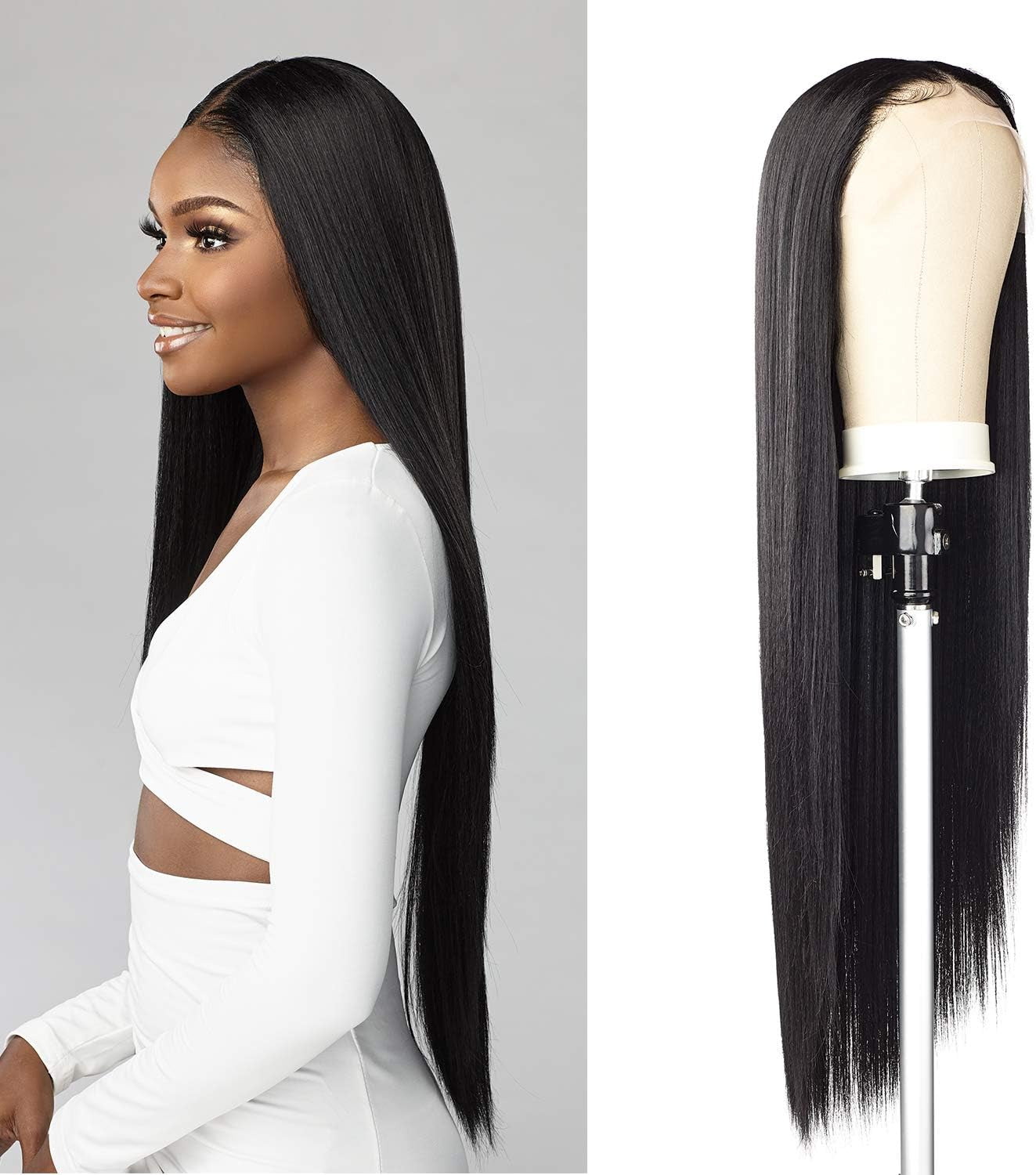 Human Hair Blend Butta HD Lace Front Wig - STRAIGHT 32 (BALAYAGEMOCHA)