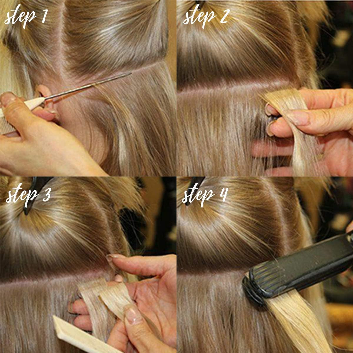 Tape in Hair Extensions Human Hair Dip Dyed Ombre Darker Brown to Platinum Blond Seamless PU Skin Weft Natural Hair 20 Inch Invisible Tape in Human Hair Extensions Double Side 50G 20Pcs/Set