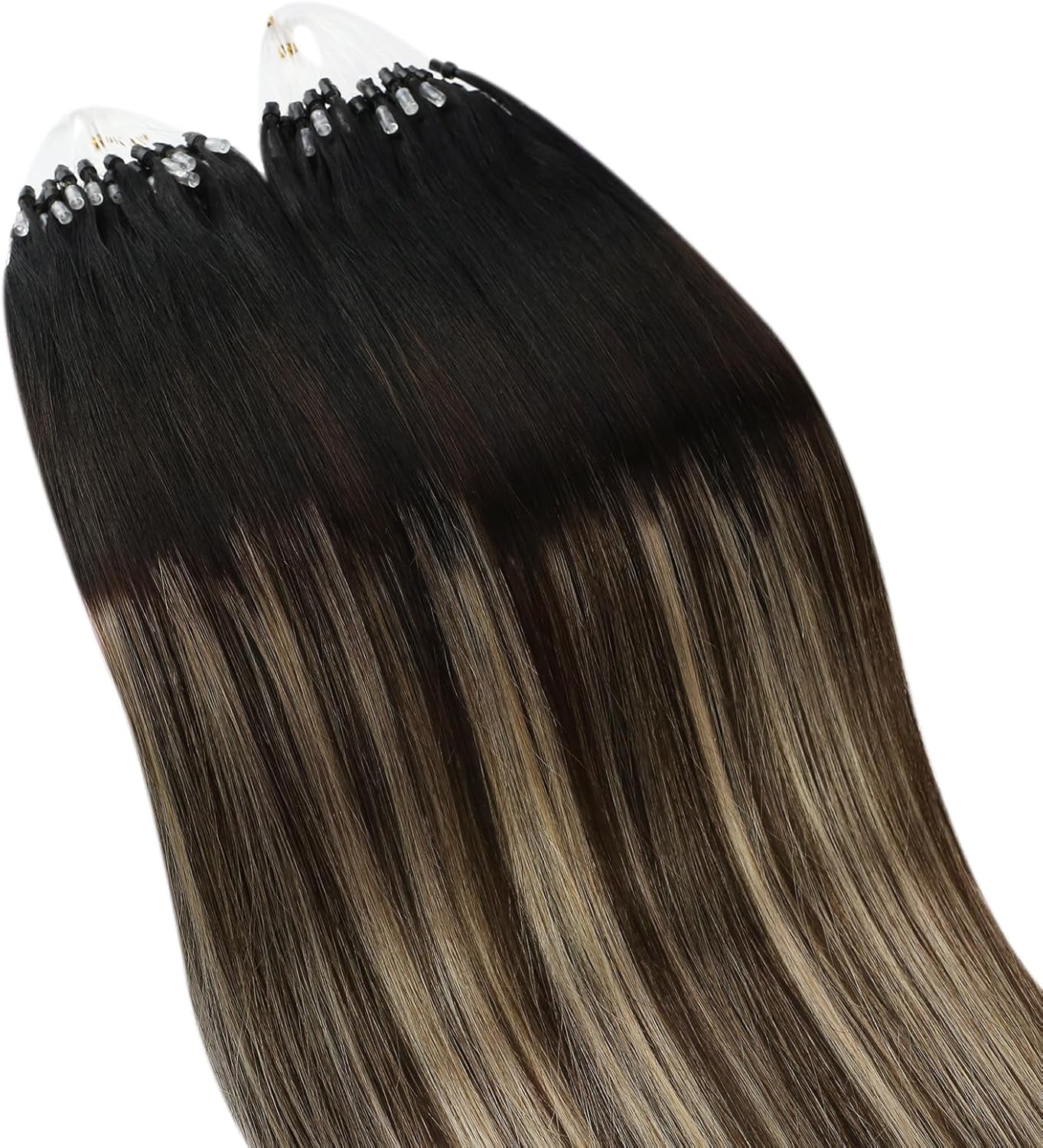 Hair Extensions Micro Loop 16 Inch Micro Ring Human Hair Extensions 50Gram Micro Loop Fusion Remy Human Hair Extensions Balayage Color 50S