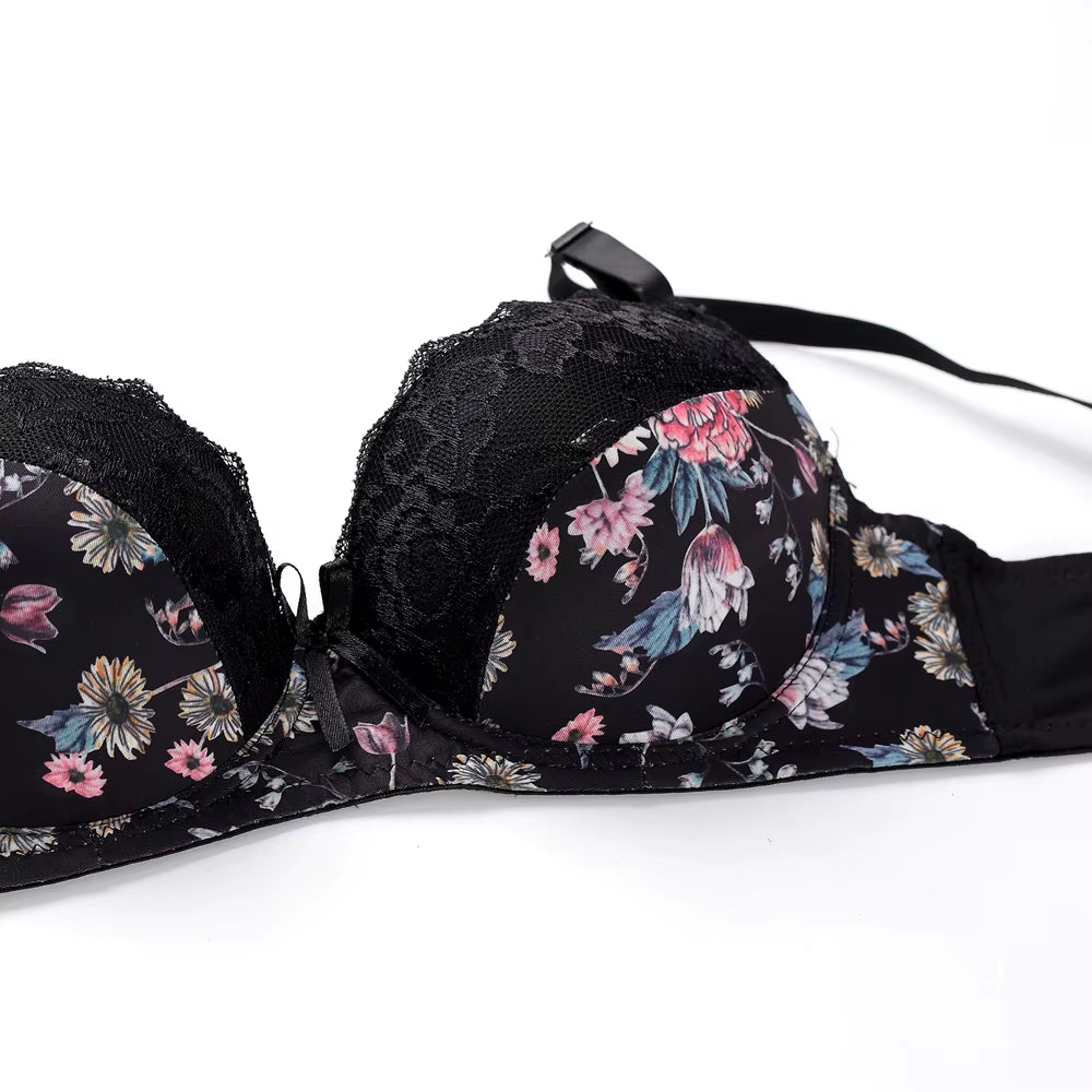 New Women Bra and Thong Set Push up Brassiere Underwear Femme Panties Lingerie Bralette
