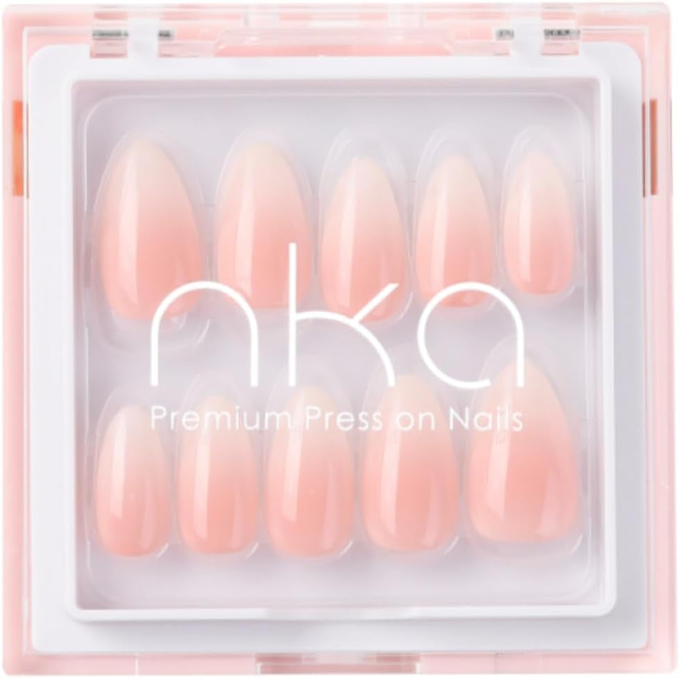 Press on Nails Kit, 30 Premium Quality Reusable Acrylic Fake False Gel Press on Nail Tips, Nude Short Almond-Ombre Vanilla