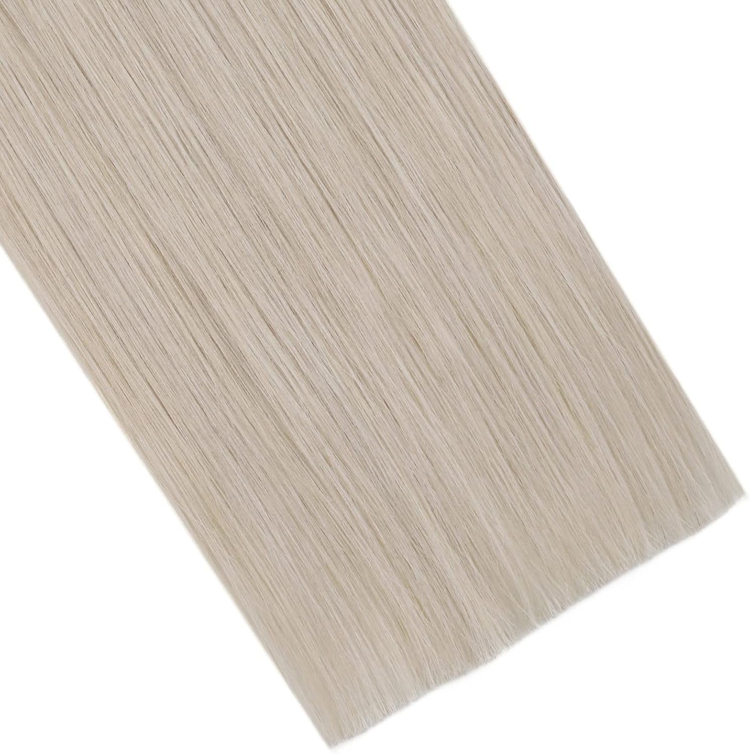 Tape in Hair Extensions Seamless Human Hair 12 Inch Tape in Natural Human Hair Extensions #60A White Blonde Tape in Invisible Hair Extensions 30Grams/20Pcs Tape Ins