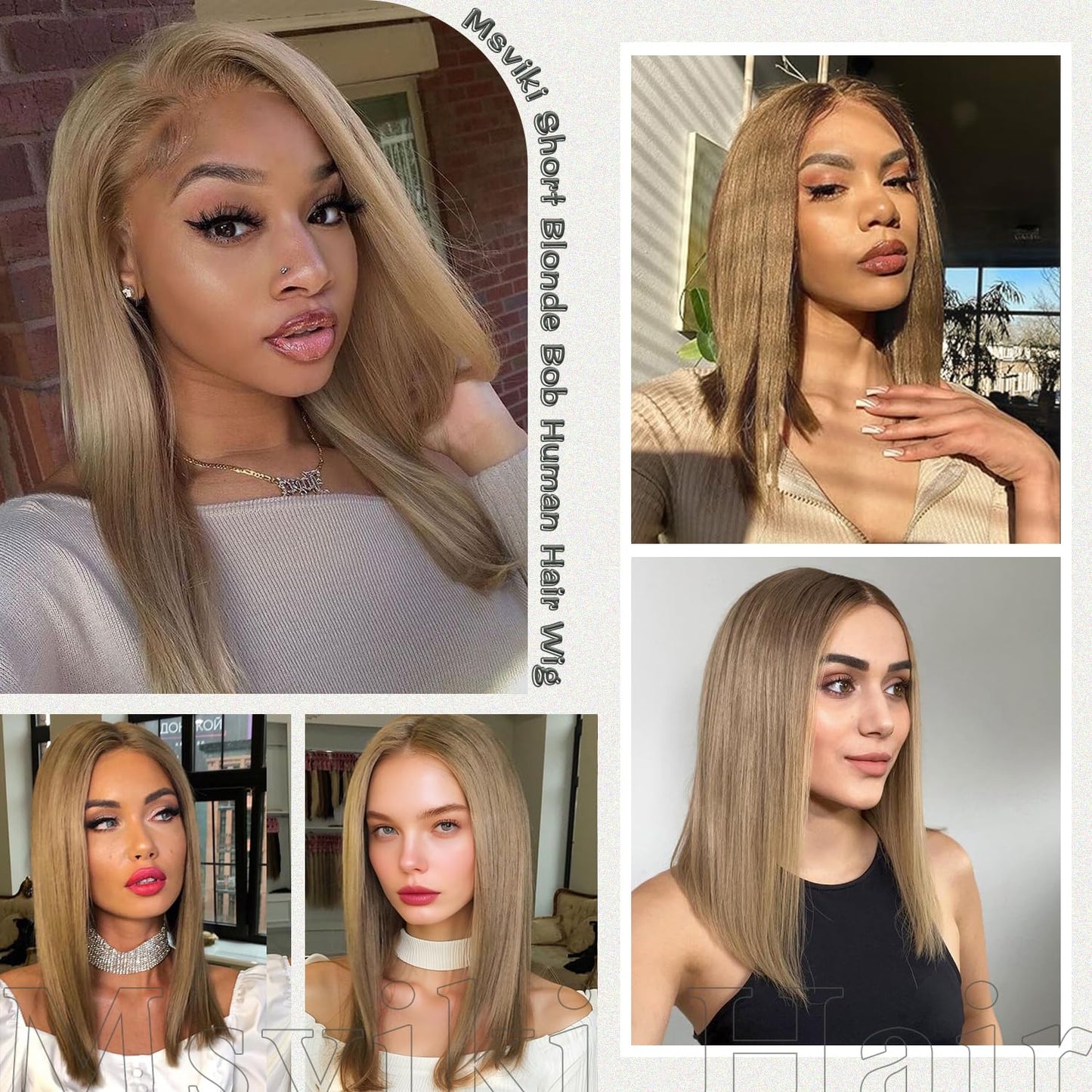 Ash Blonde Human Hair Wigs Short Light Brown Bob Wig 13X4 HD Transparent Lace Frontal Wig 180% Remy Brazilian Hair for Women Preplucked 12 Inches