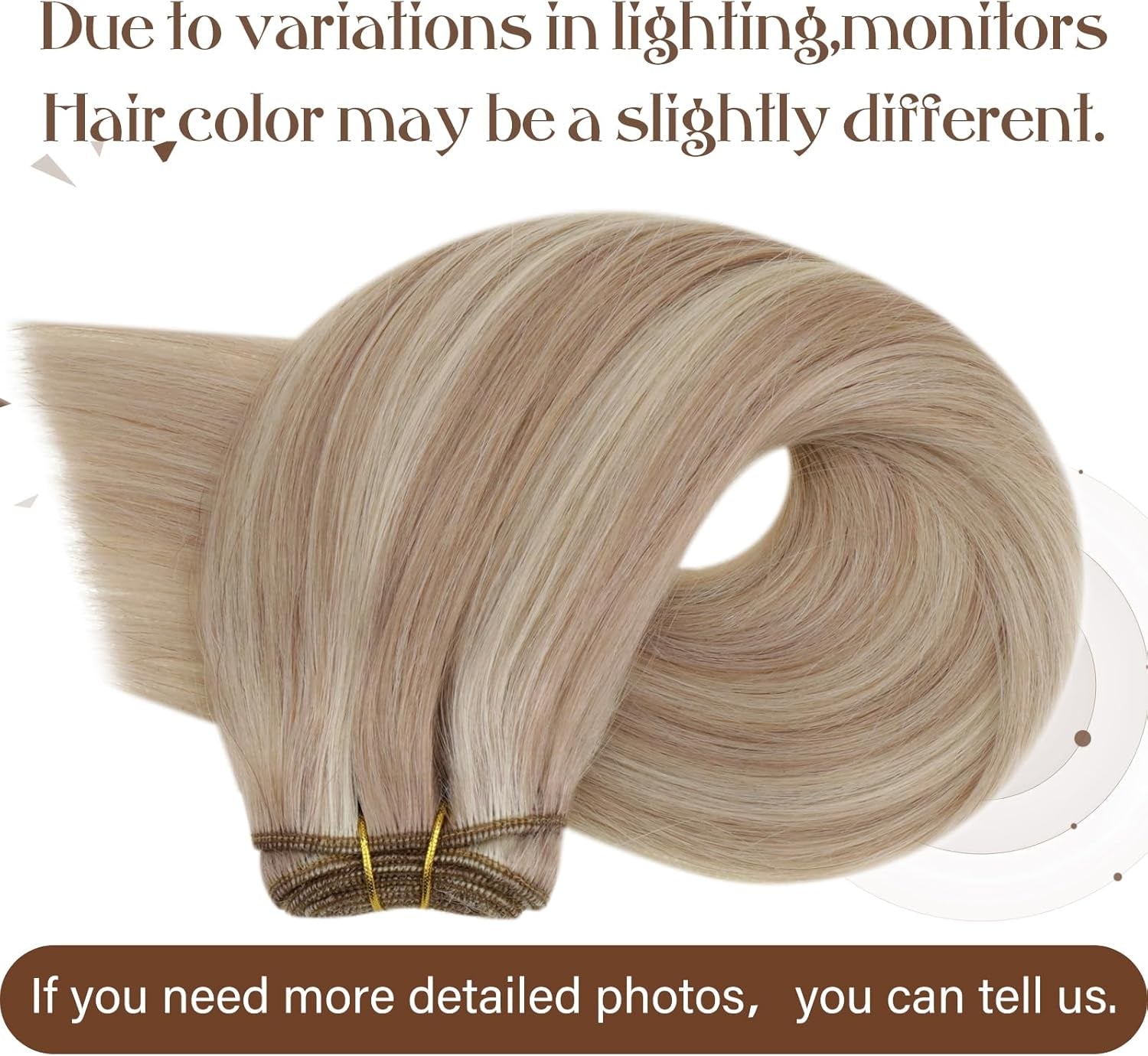 Blonde Weft Hair Extensions Human Hair Sew in Extensions Brazilian Hand Tied Human Hair Bundles #18/613 Blonde Hair Wefts Human Hair Weave 100G 18 Inch