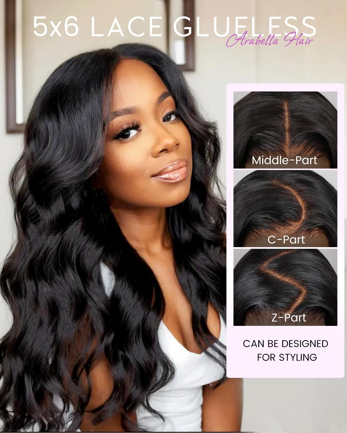 Real Wear and Go Glueless Wigs Human Hair Pre Plucked Pre Cut 250% Denstiy 5X6 HD Lace Closure Body Wave Pre Bleached Knots Lace Front Wig Natural Color(22 Inch,5X6 Lace Body Wave)